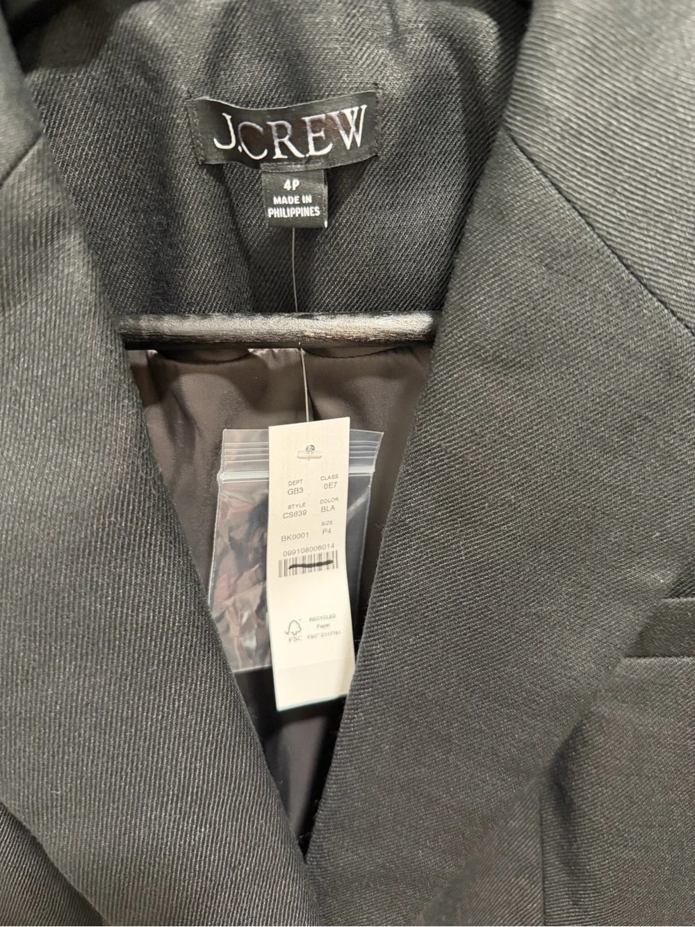 NEW J. Crew Margeaux blazer in Black stretch linen blend CS639 size 4 Petite